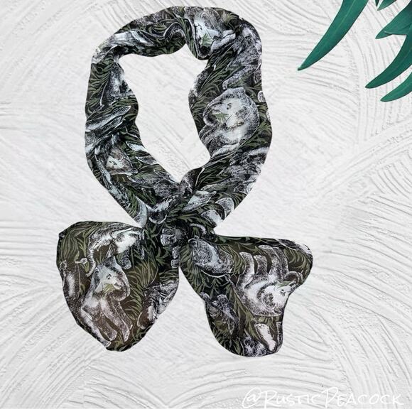 Elephant Safari Abstract Necktie Scarf Womens 64” Multicolor Sheer - Picture 3 of 5